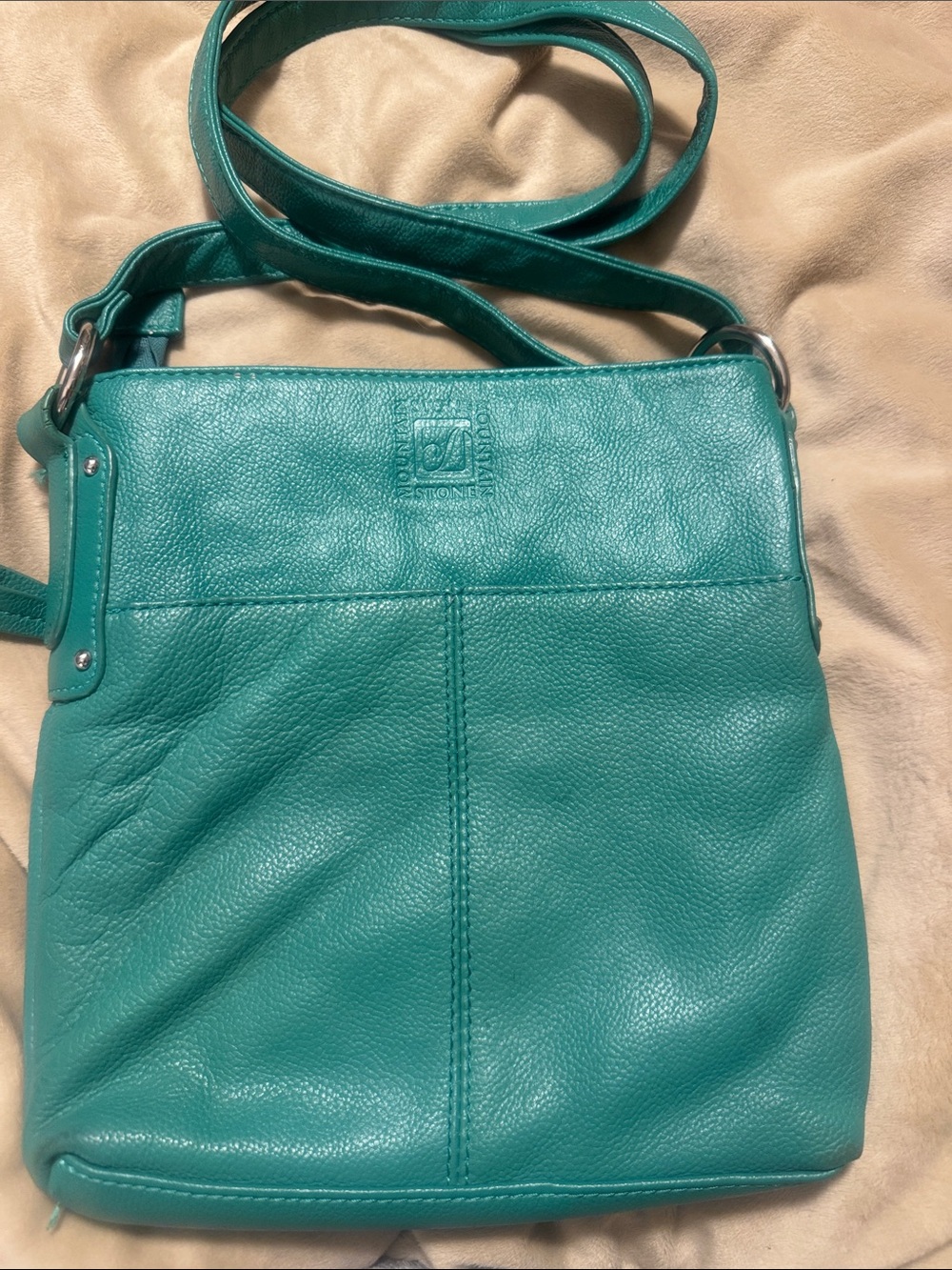 Sondra Roberts Teal Leather Crossbody Bag